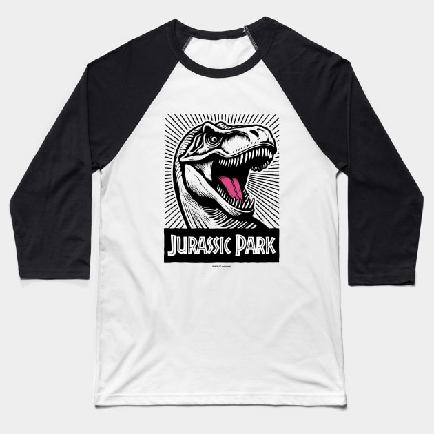 Jurassic Park Rexy Roar Pop Art Baseball T-Shirt by avperth
